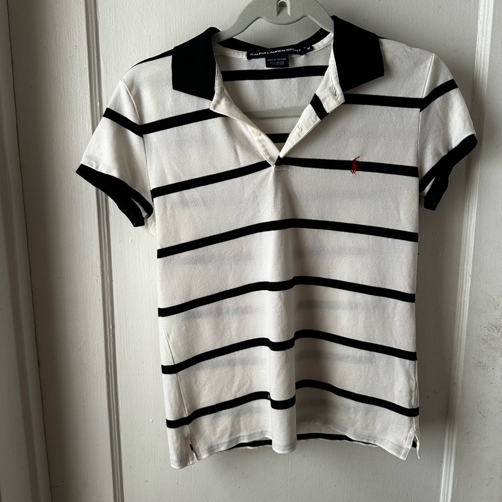 Ralph Lauren Sport Black and White Striped Polo Shirt